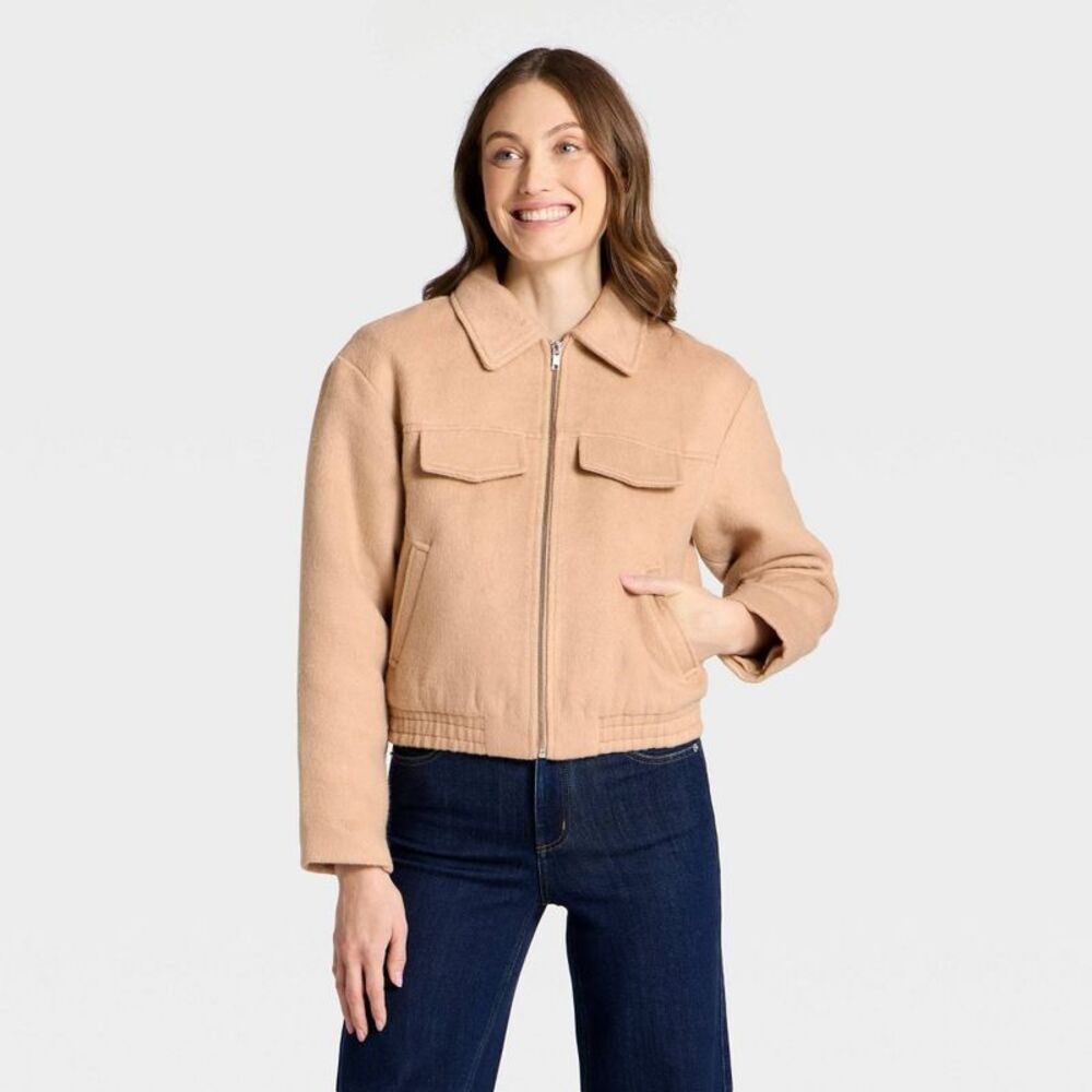 Women's Wool Fashion Jacket - Universal Thread Tan M